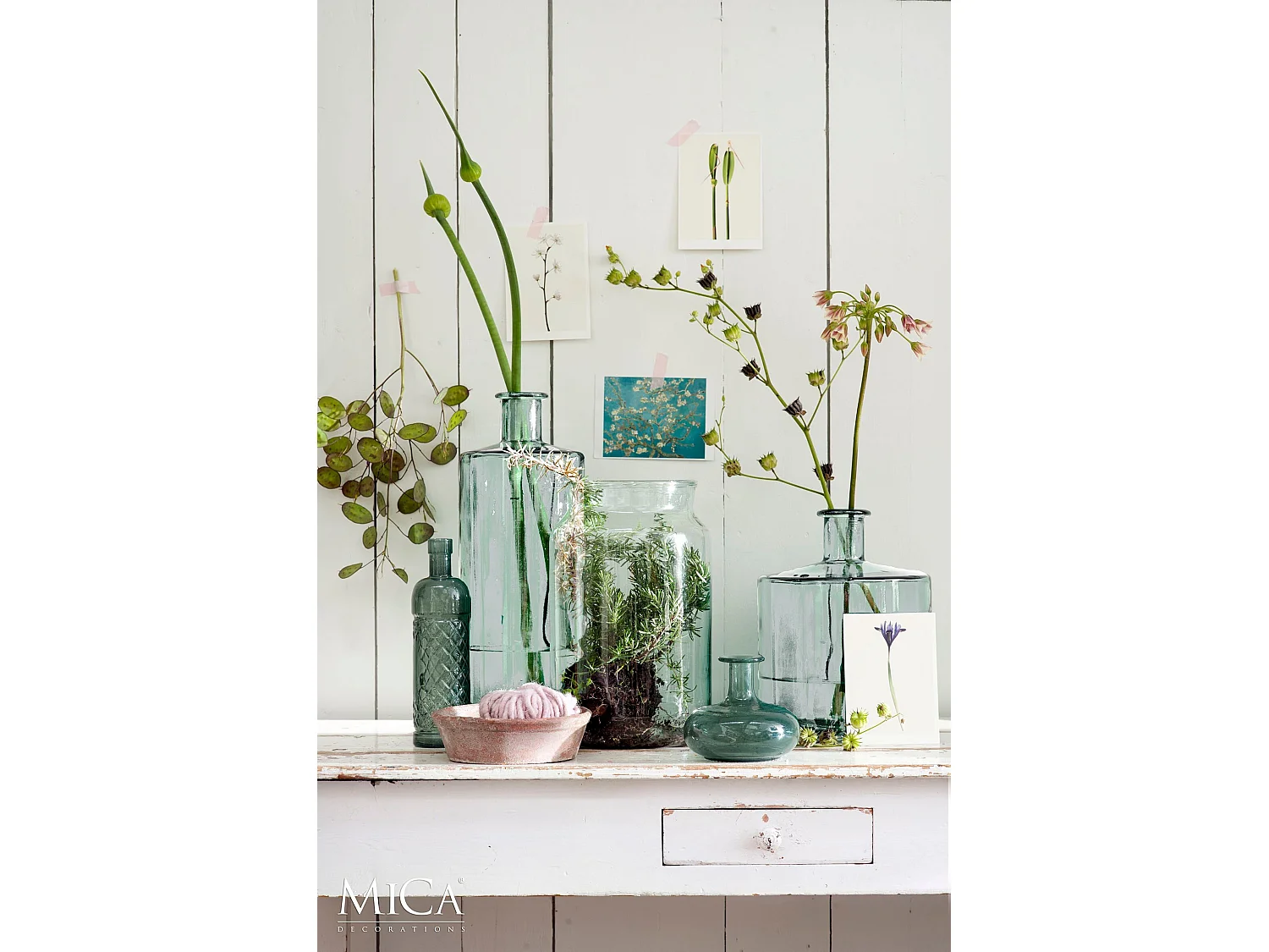 Bouteille décorative en verre recyclé - Ø21 x 26 - Transparent - GUAN