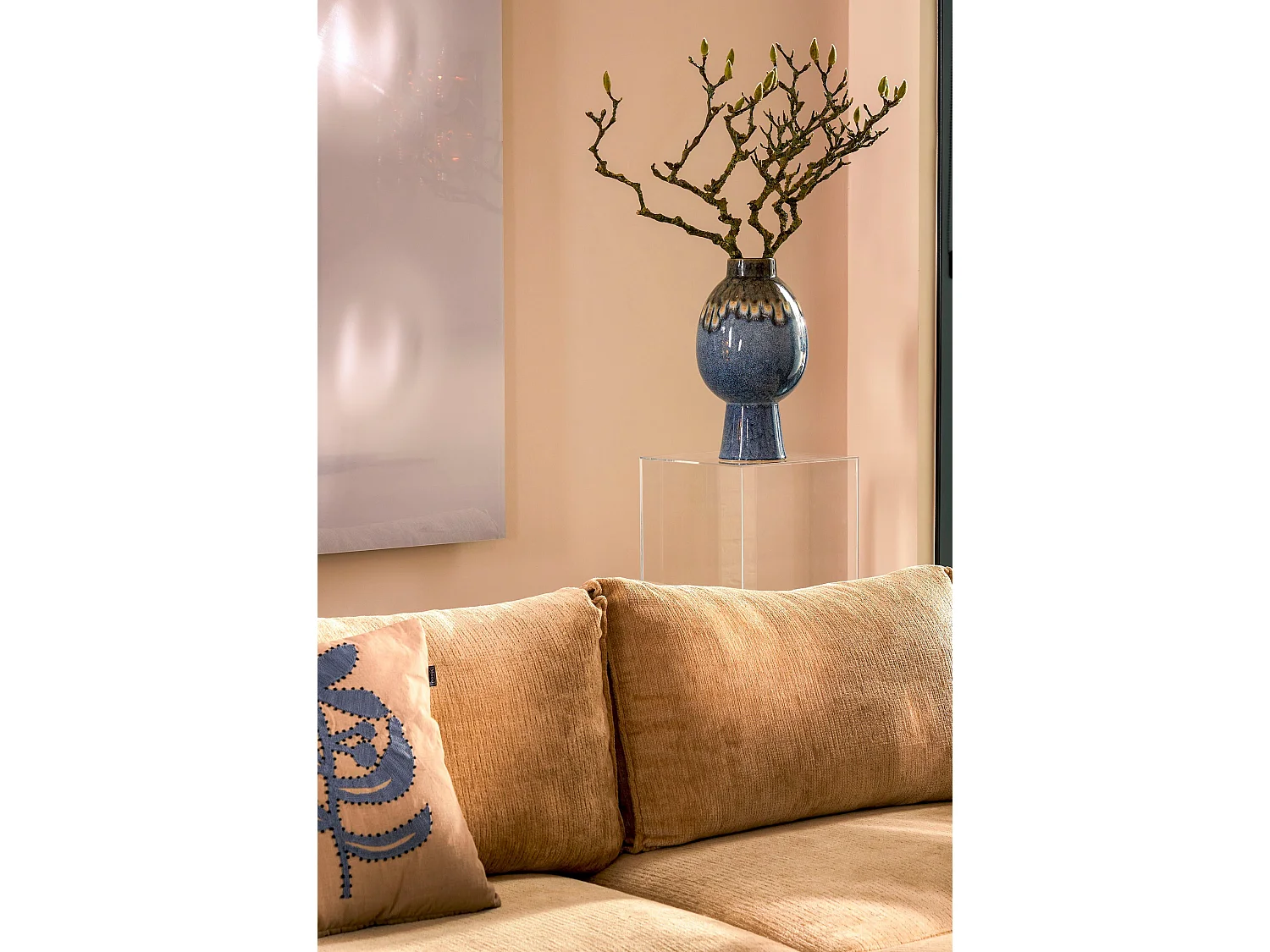 Vase en céramique - 38 x Ø21.5 - Bleu - HELMA