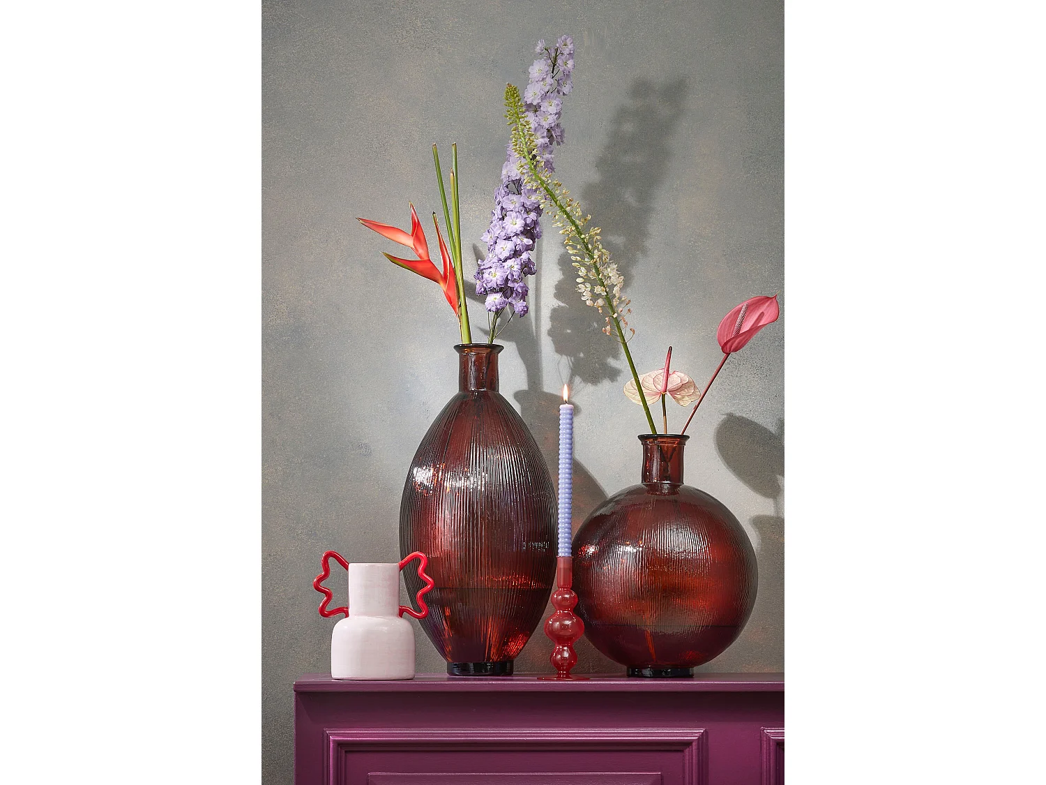 Bouteille décorative en verre recyclé - 42 x 34 - Marron foncé - FIRENZA