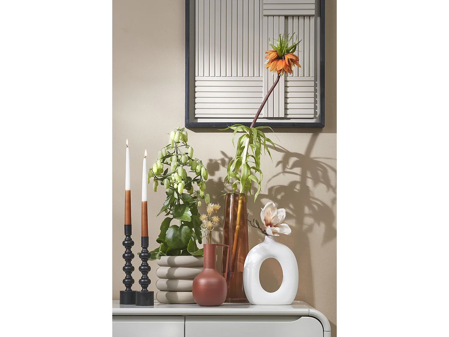 Vaas van glas - Ø10 x 37.5 - Bruin - XANDRA