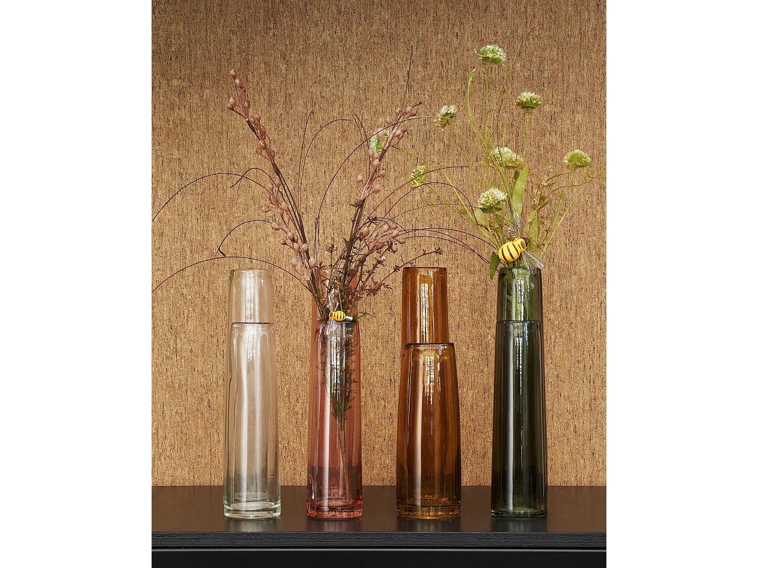 Vaas van glas - Ø10 x 37.5 - Bruin - XANDRA