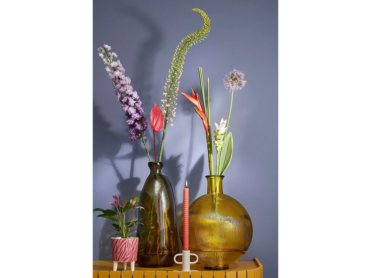 Bouteille décorative en verre recyclé - 42 x 34 - Ocre - FIRENZA