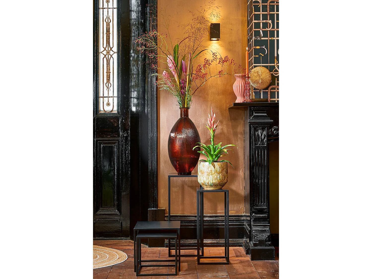 Bouteille décorative en verre recyclé - 59 x 29 - Marron foncé - FIRENZA