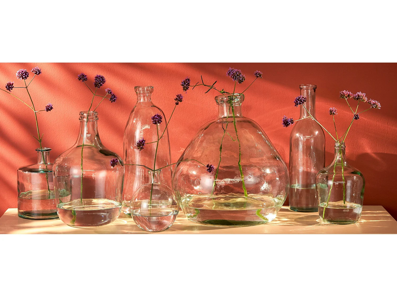 Bouteille décorative en verre recyclé - Ø15 x 50 - Transparent - RIOJA