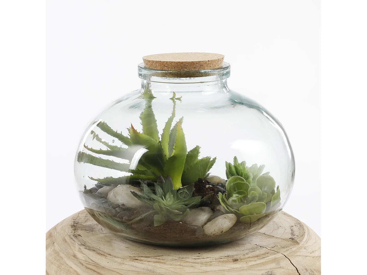 Vaas van gerecycled glas en kurk - Ø29 x 23 - Transparant - OLLY