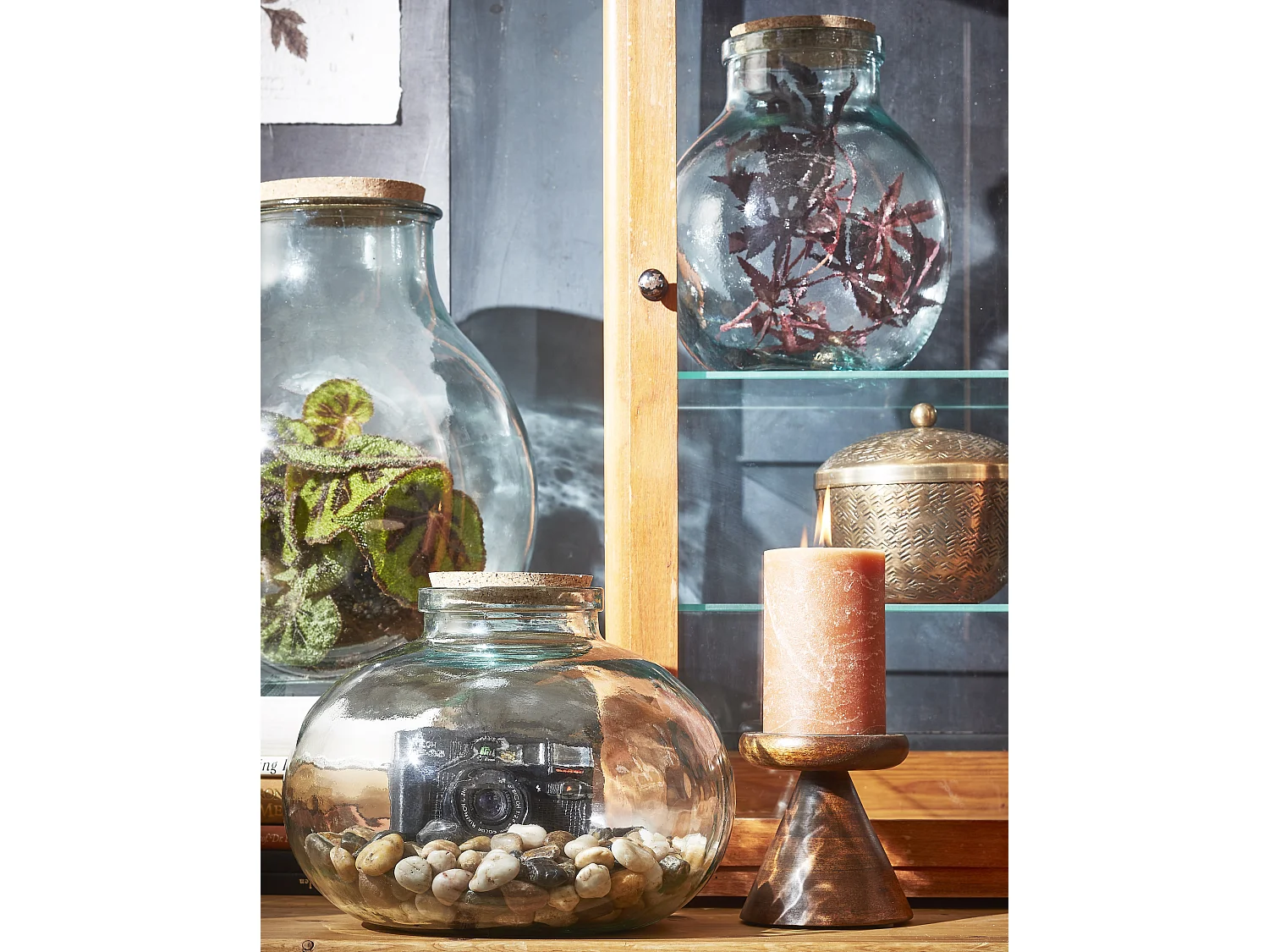 Vaas van gerecycled glas en kurk - Ø29 x 23 - Transparant - OLLY