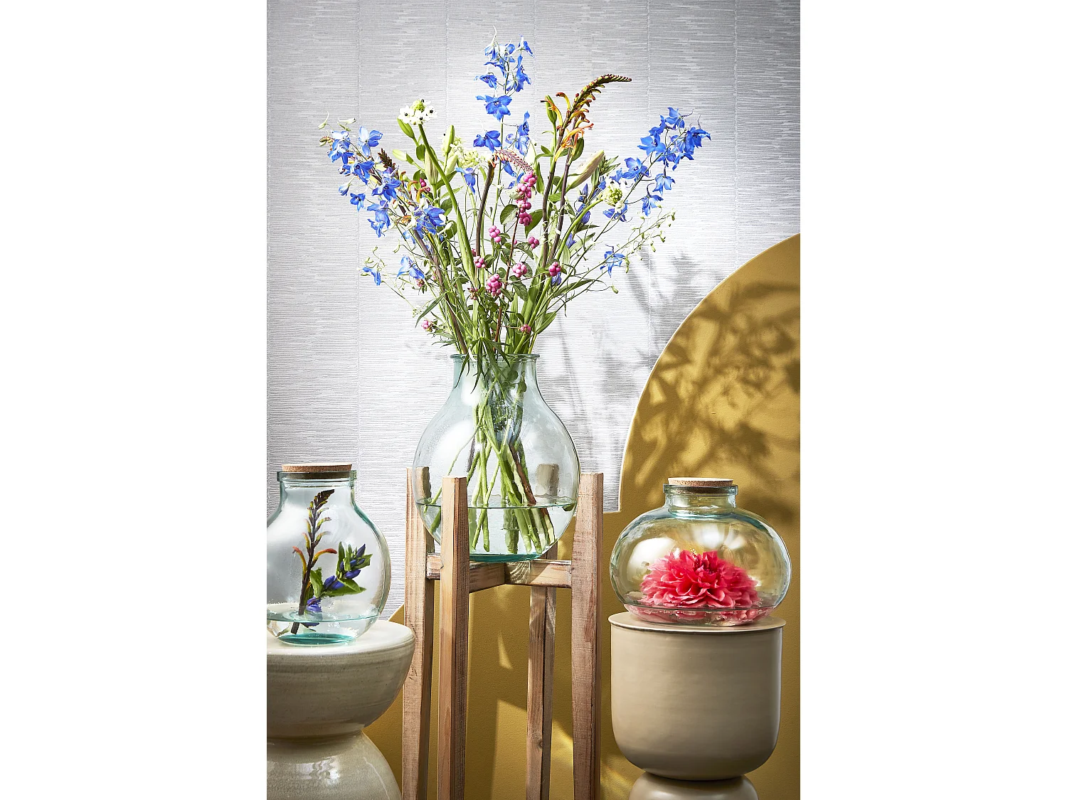 Vaas van gerecycled glas en kurk - Ø29 x 23 - Transparant - OLLY