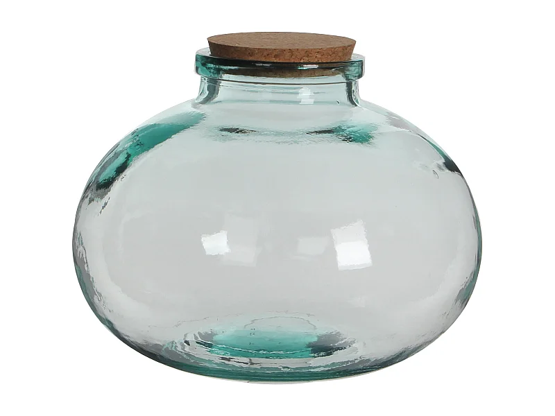 Vase aus Recyceltes Glas und Kork - Ø29 x 23 - Transparent - OLLY