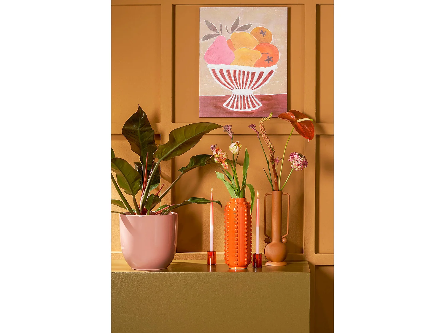 Vase en céramique - 30 x Ø11 - Orange - BOAZ