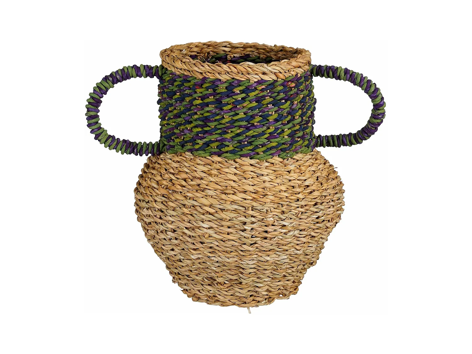 Vase décoratif en jonc de mer - 28 x 25 - Vert - CAMBRIDGE