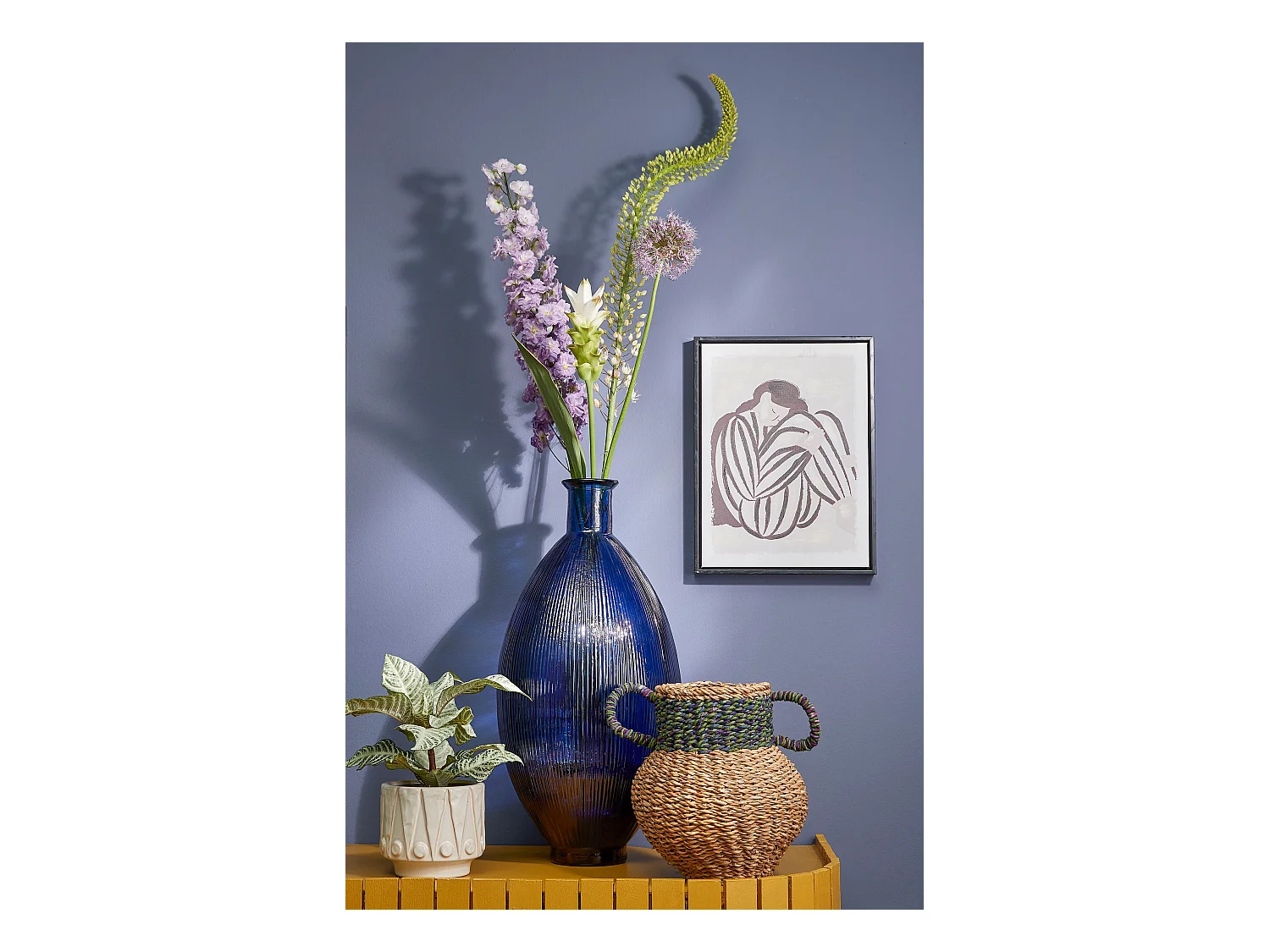 Vase décoratif en jonc de mer - 28 x 25 - Vert - CAMBRIDGE