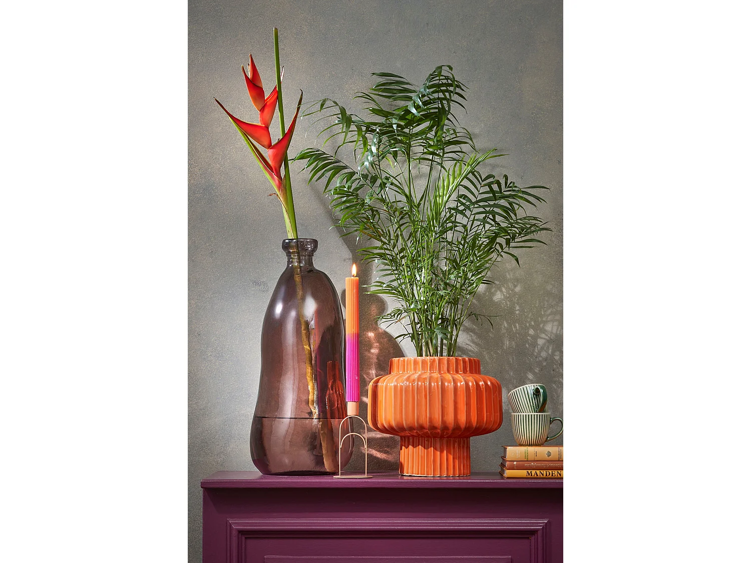 Dekorative Flasche aus Recyceltes Glas - 51 x 22 - Dunkelbraun - PINTO