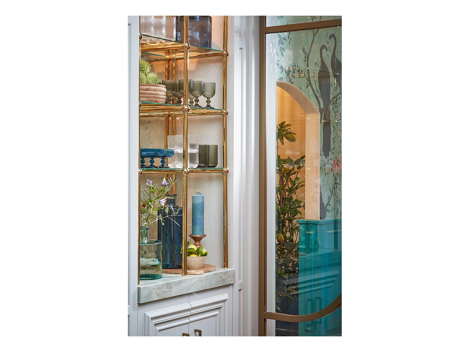 Decoratieve fles van gerecycled glas - 40 x Ø15 - Blauw - GUAN