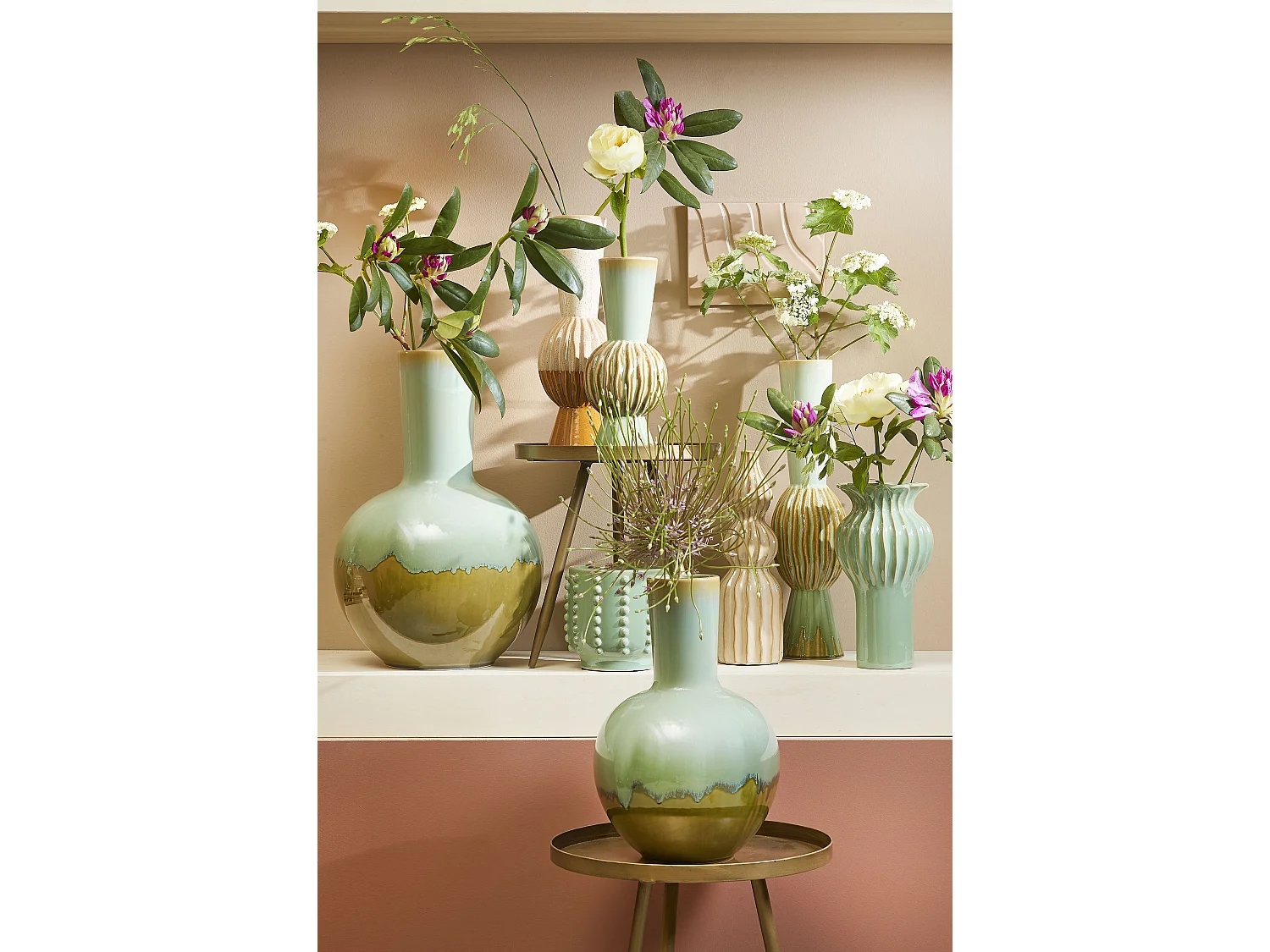 Vase aus Keramik - 40.5 x Ø13.5 - Ocker - NOOR