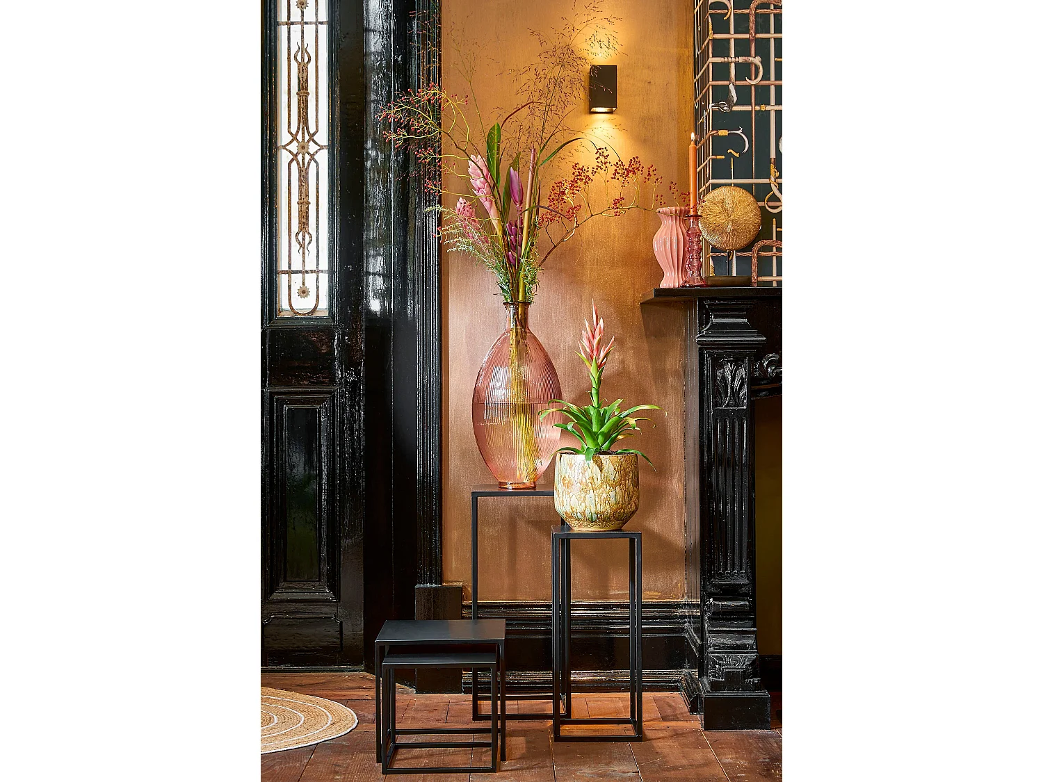 Bouteille décorative en verre recyclé - 59 x 29 - Rose clair - FIRENZA