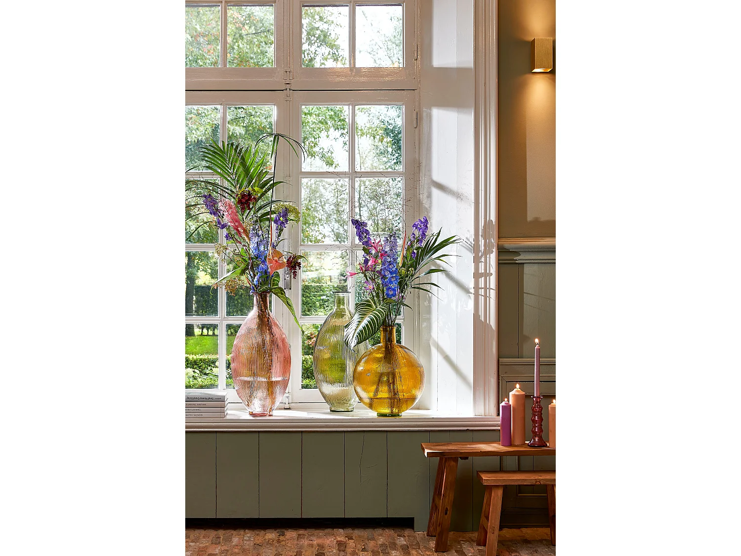 Bouteille décorative en verre recyclé - 59 x 29 - Rose clair - FIRENZA