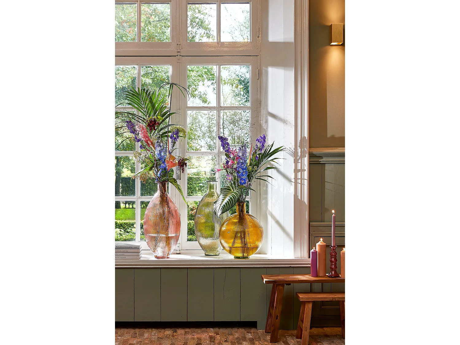 Bouteille décorative en verre recyclé - 59 x 29 - Rose clair - FIRENZA