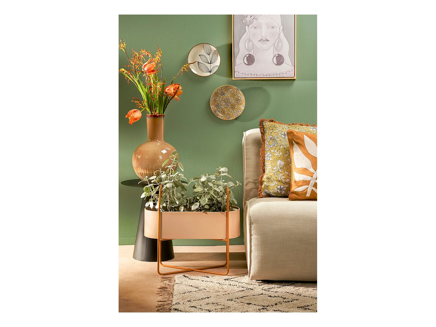 Jarrón de Cerámica - 52 x 34 - Crema - HOLM