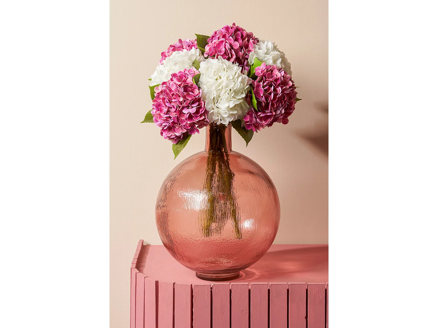 Decoratieve fles van gerecycled glas - 42 x 34 - Lichtroze - FIRENZA