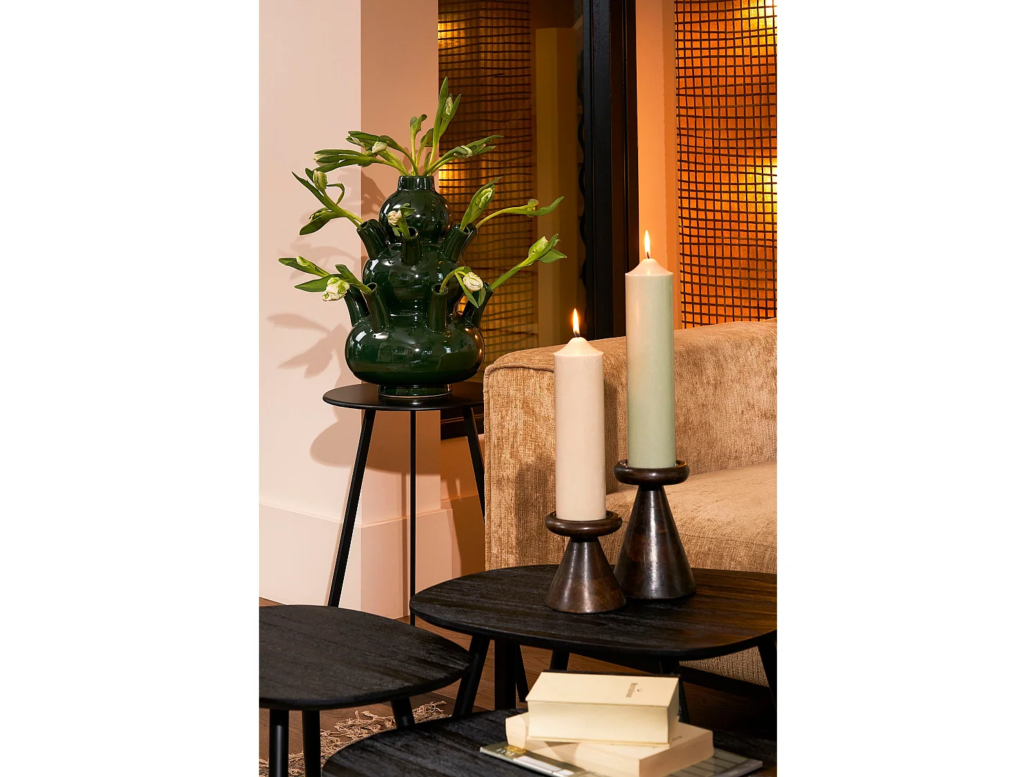 Vase en céramique - 46 x Ø28 - Vert - MARLIJN