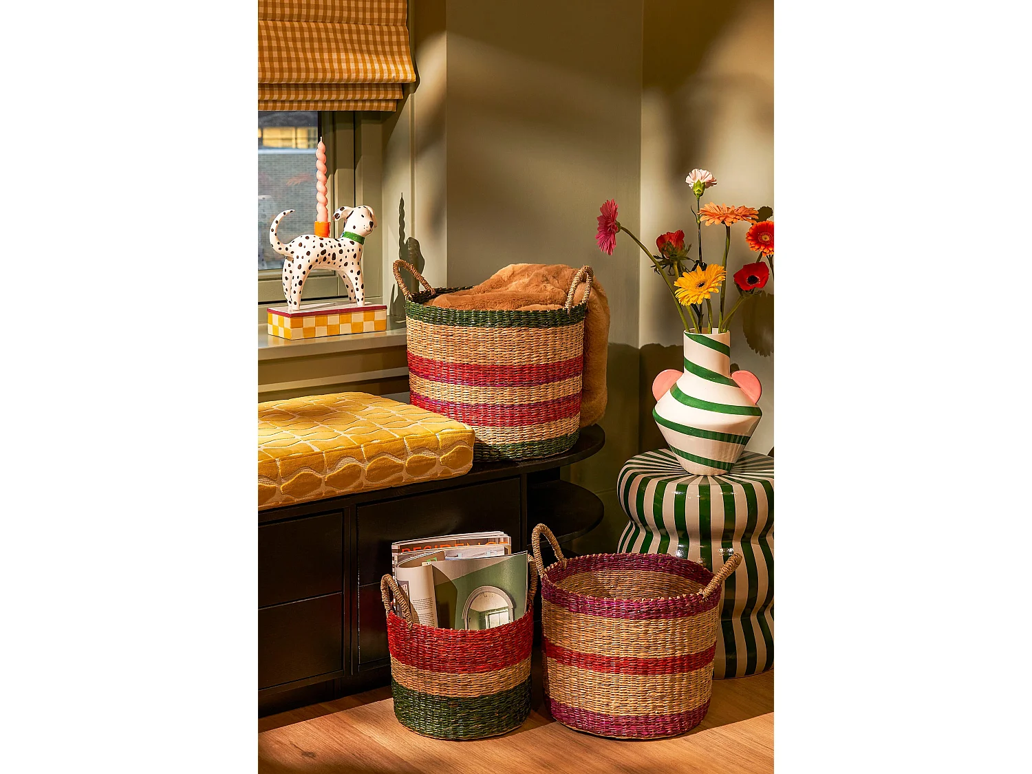 Vaas van keramiek - 28 x Ø22 - Groen - STRATT