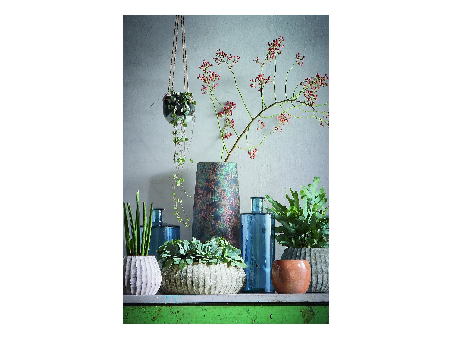 Bouteille décorative en verre recyclé - 26 x Ø21 - Bleu - GUAN