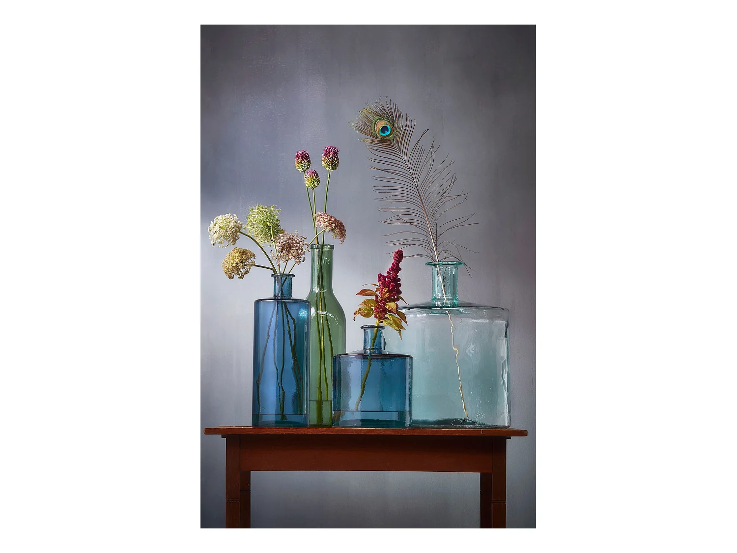 Bouteille décorative en verre recyclé - 26 x Ø21 - Bleu - GUAN