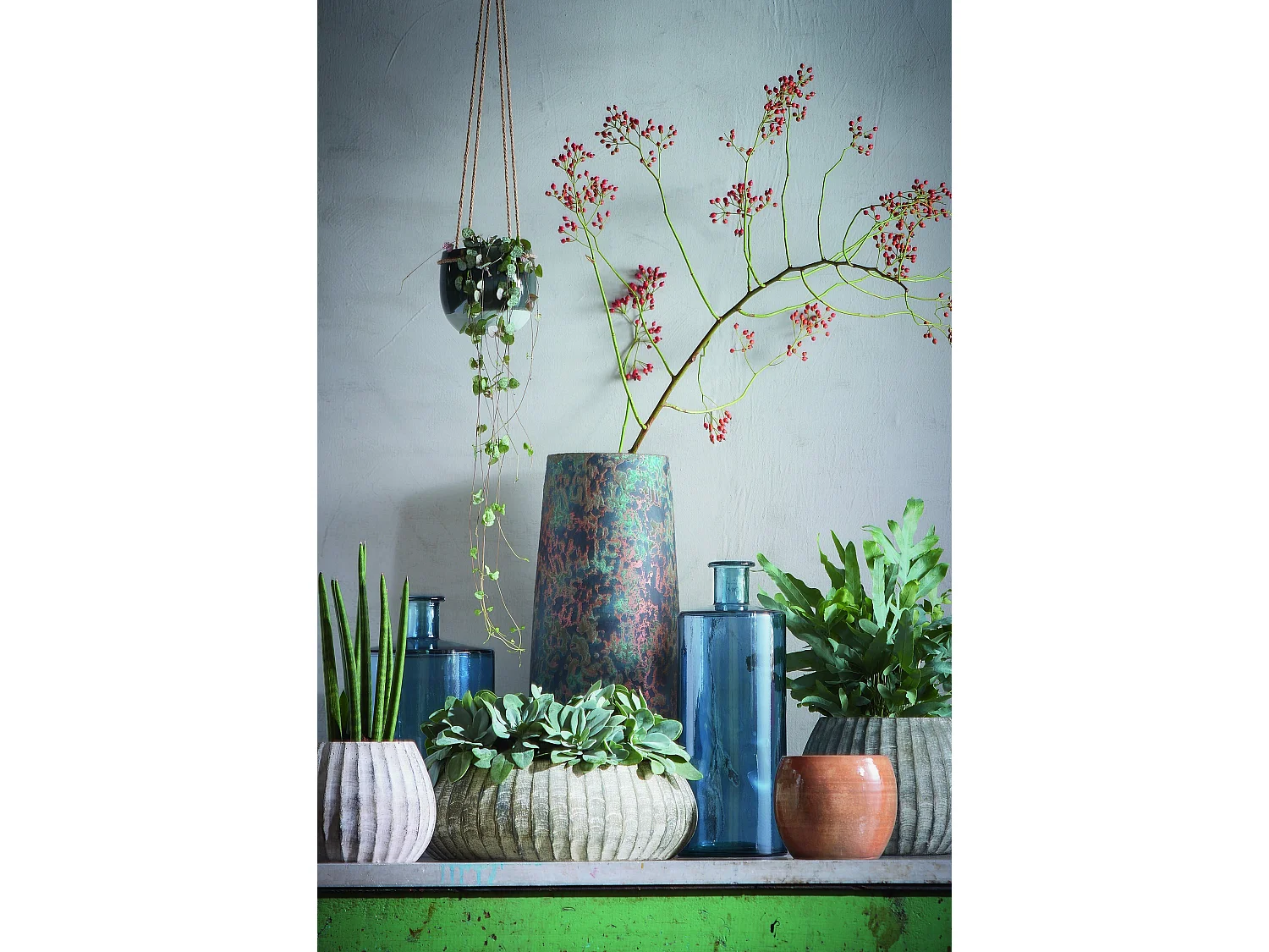 Bouteille décorative en verre recyclé - 26 x Ø21 - Bleu - GUAN