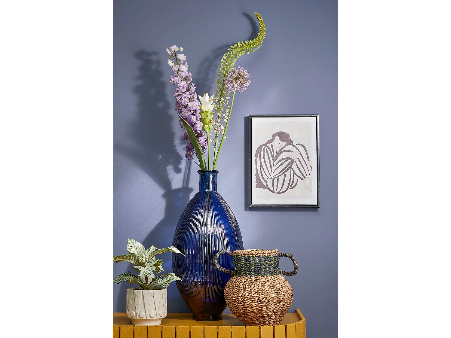 Bouteille décorative en verre recyclé - 59 x 29 - Bleu foncé - FIRENZA