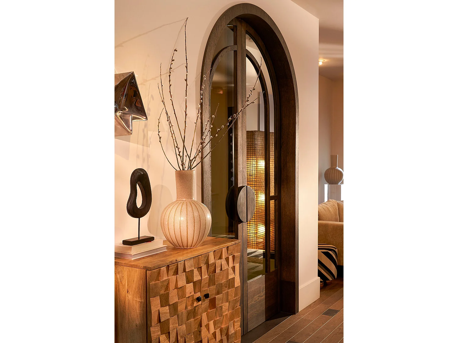 Sculpture en bois de manguier et métal - 16.5 x 37.5 - Noir - PASTINA