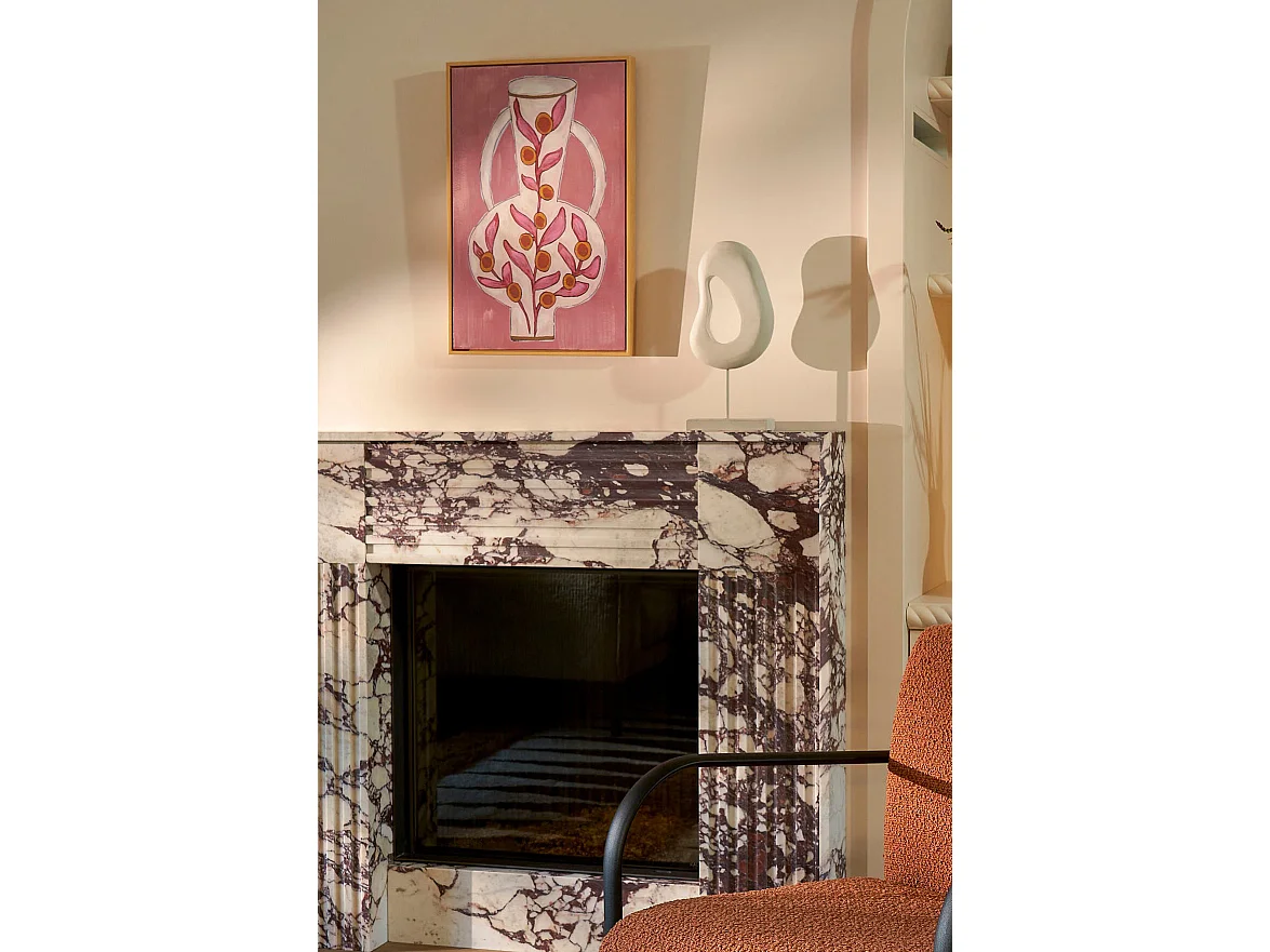 Decoratief beeld van mangohout en metaal - 16.5 x 37.5 - Off white - PASTINA