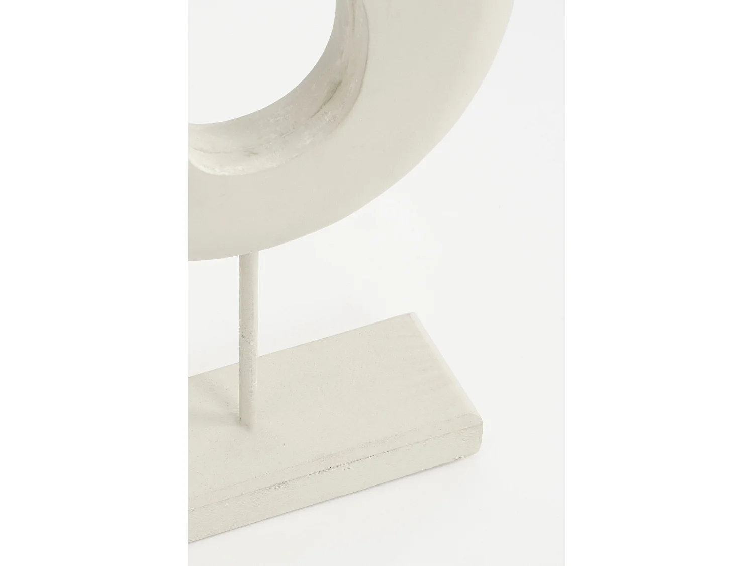 Decoratief beeld van mangohout en metaal - 16.5 x 37.5 - Off white - PASTINA