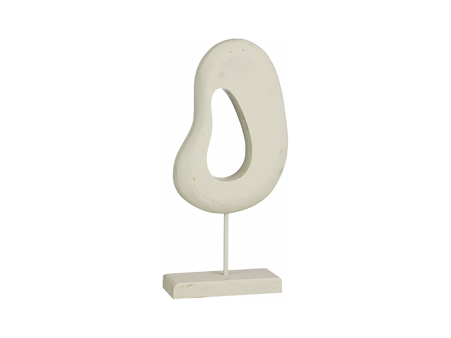 Sculpture en bois de manguier et métal - 16.5 x 37.5 - Blanc cassé - PASTINA