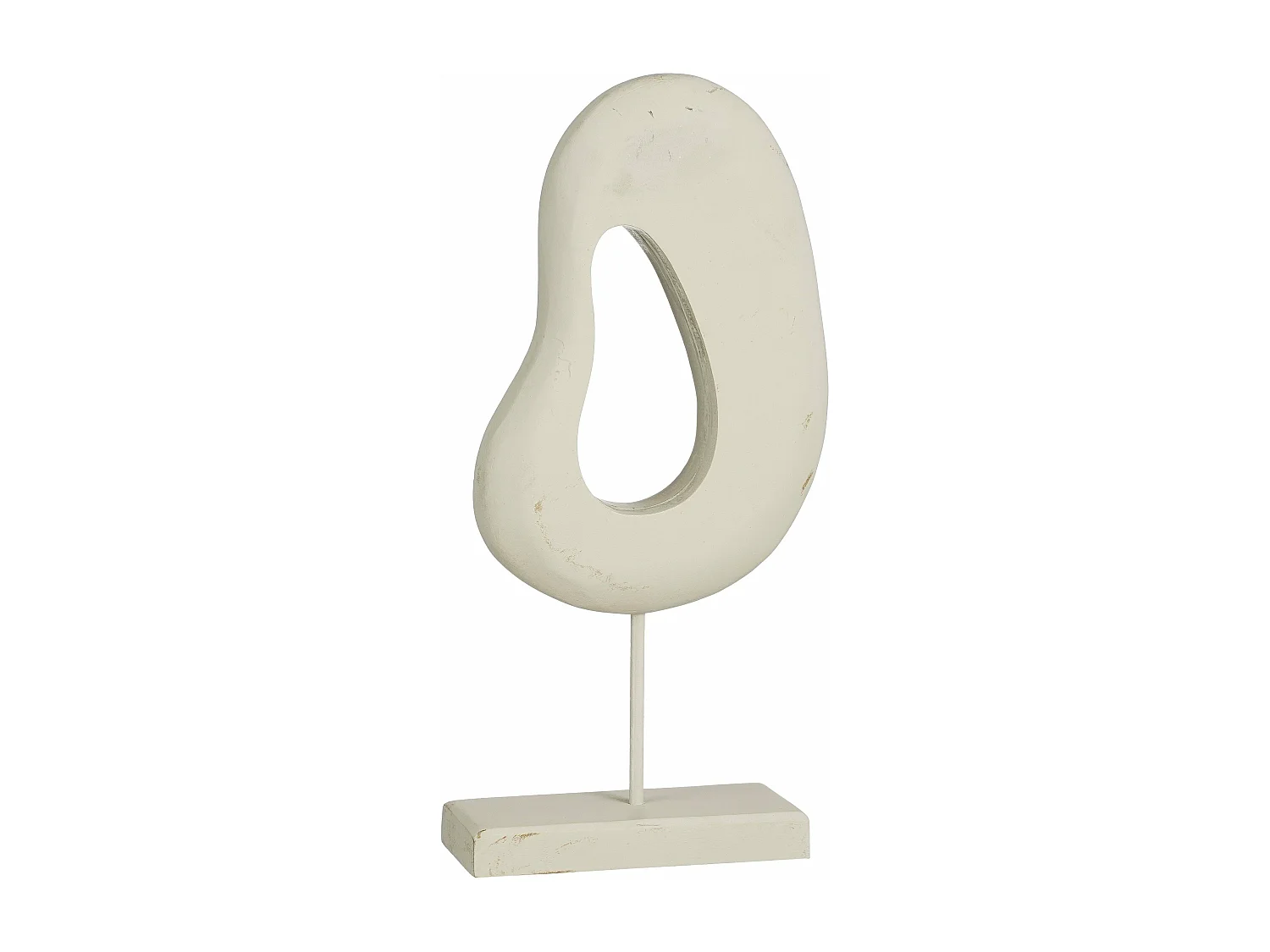 Sculpture en bois de manguier et métal - 16.5 x 37.5 - Blanc cassé - PASTINA