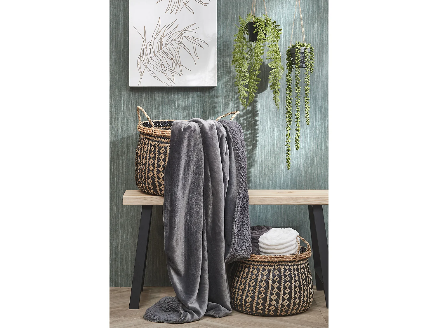 Plaid en polyester - 200 x 150 - Anthracite - MARDY