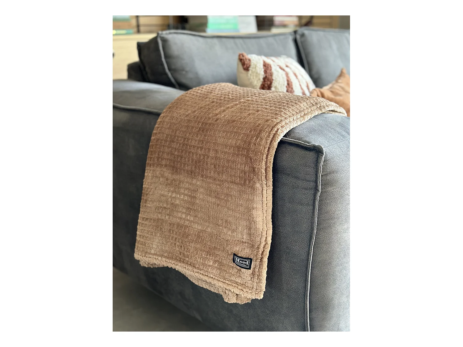 Plaid en polyester - 180 x 130 - Marron clair - JOANNE