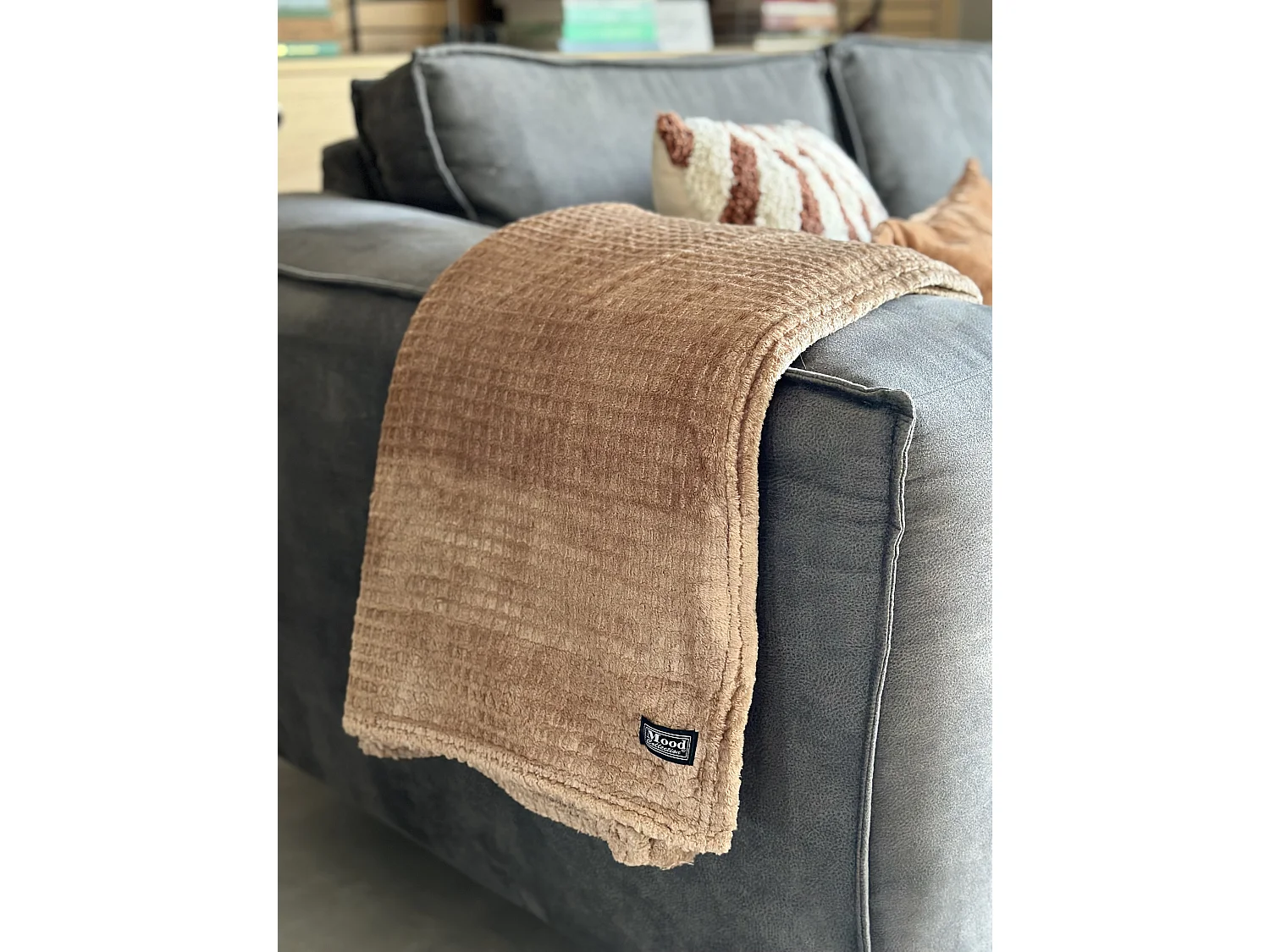 Plaid van polyester - 180 x 130 - Lichtbruin - JOANNE