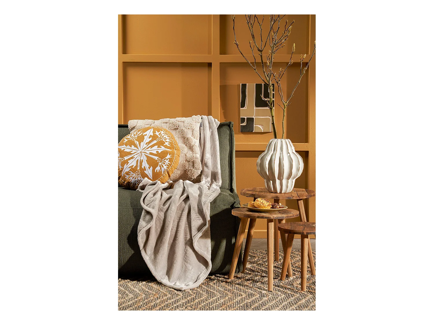 Plaid van polyester - 180 x 130 - Beige - FAMKE
