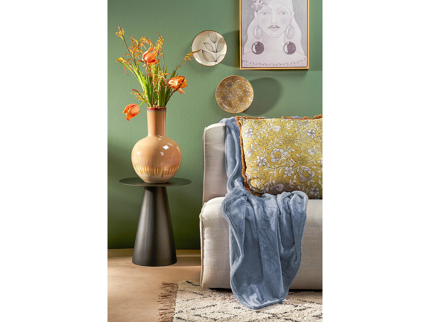 Plaid van polyester - 180 x 130 - Lichtblauw - FAMKE