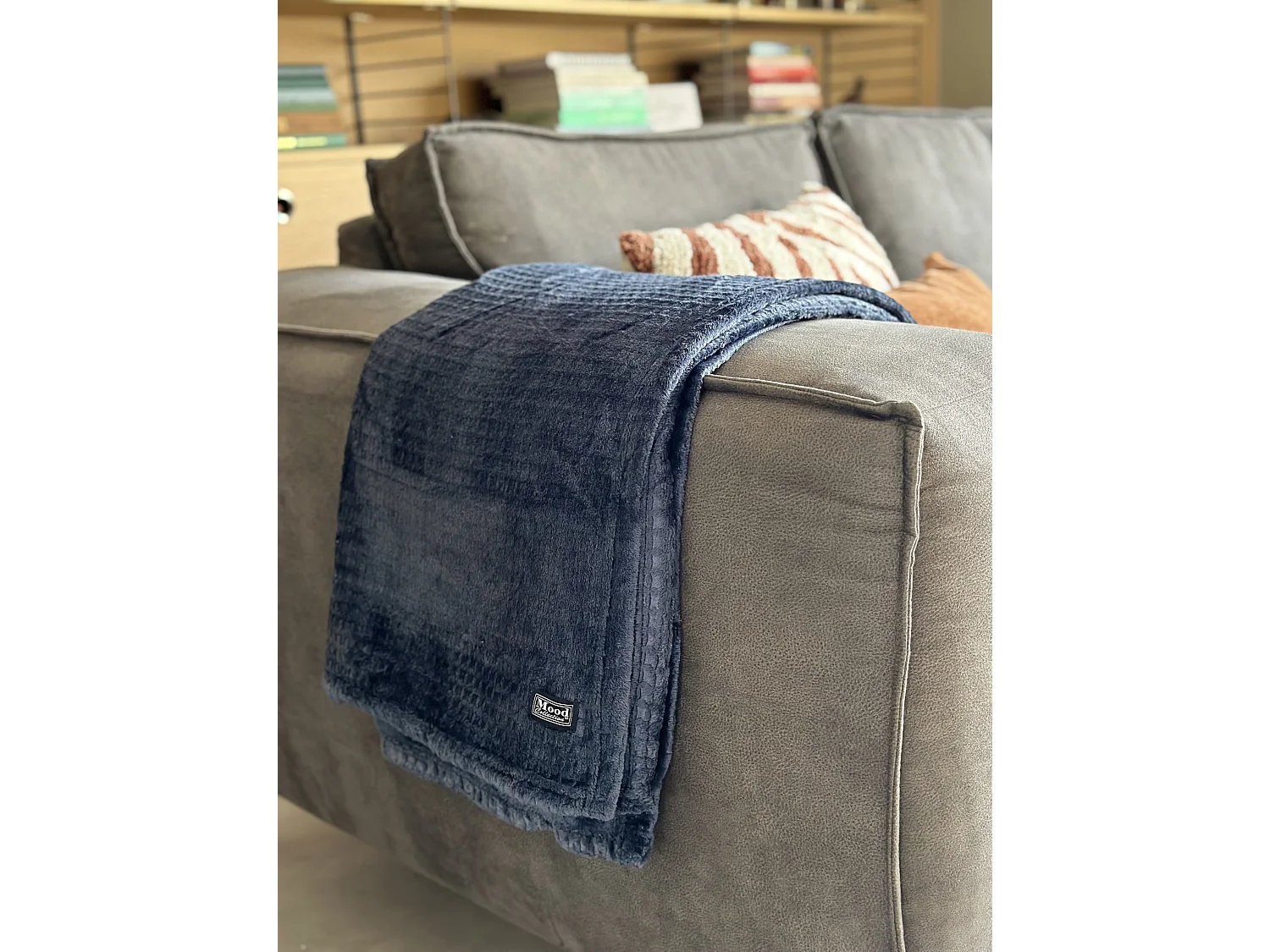 Plaid van polyester - 180 x 130 - Donkerblauw - JOANNE