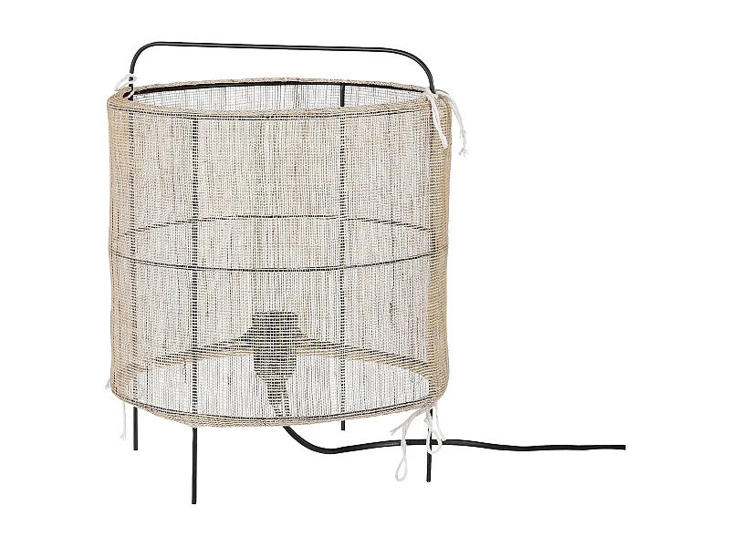 Tischlampe aus Leinen und Eisen - 37 x Ø29.5 - Beige - PAROS