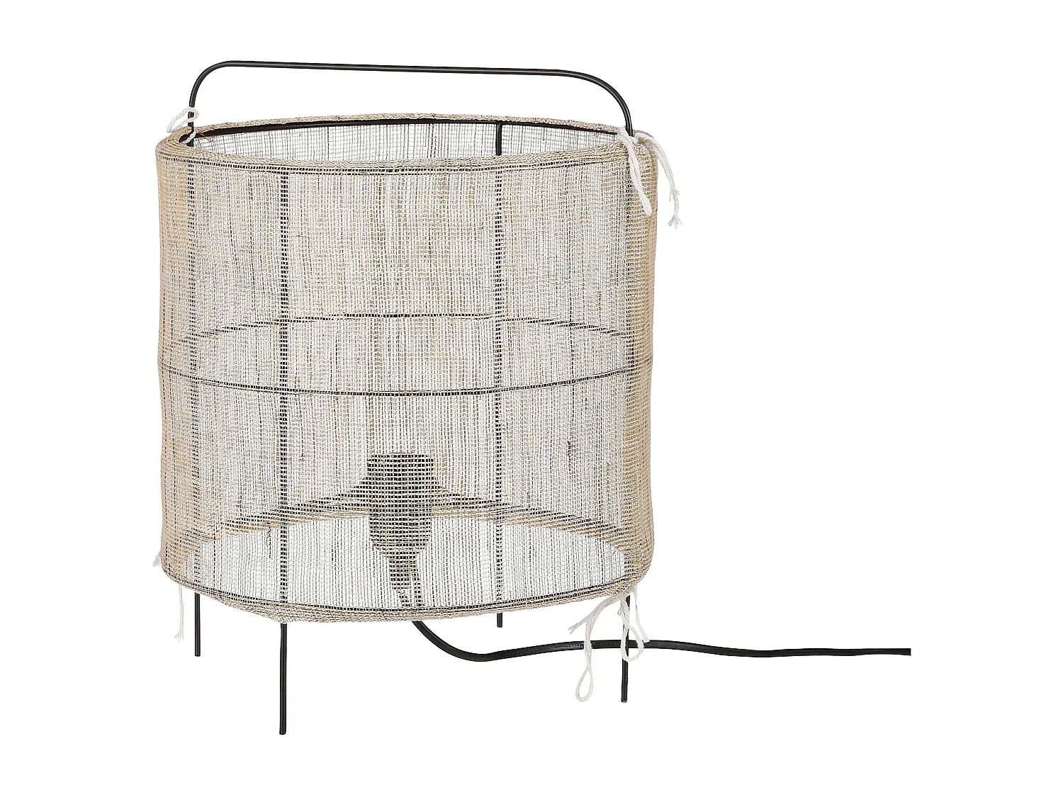 Tischlampe aus Leinen und Eisen - 37 x Ø29.5 - Beige - PAROS