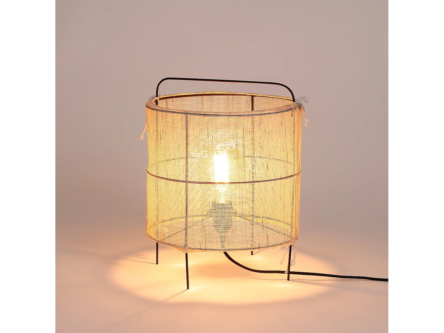 Tischlampe aus Leinen und Eisen - 37 x Ø29.5 - Beige - PAROS