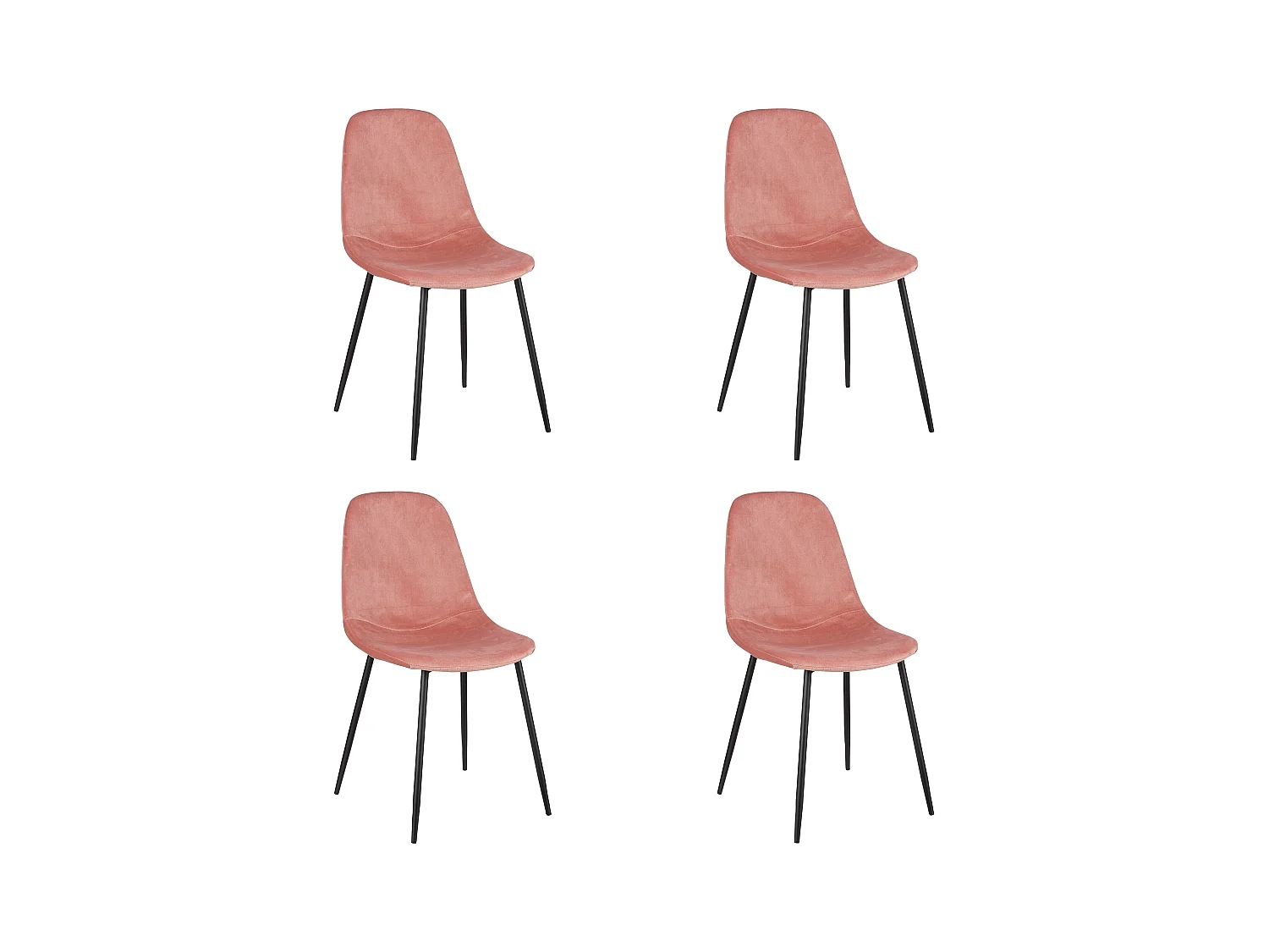 Esszimmerstuhl aus Recyceltes Polyester und Metall - 53 x 44 x 80 - Dunkelrosa - CORBY