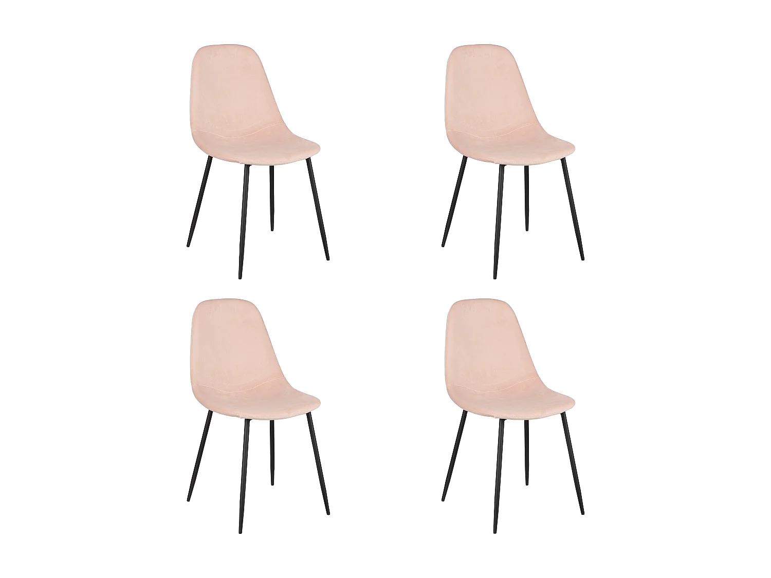 Eetkamerstoel van gerecycled polyester en metaal - 53 x 44 x 80 - Off white - CORBY