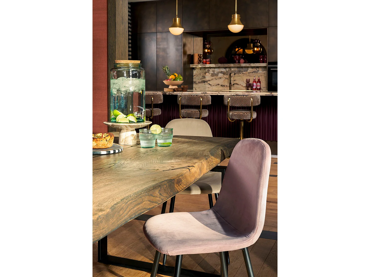 Chaise en velours et métal - 53 x 44 x 85 - Lilas - MONTELLI