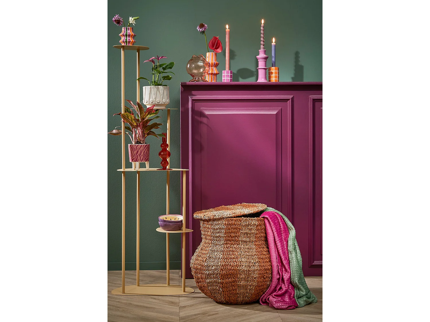 Opbergmand van jute - 47 x 50 - Geel - TACOMA