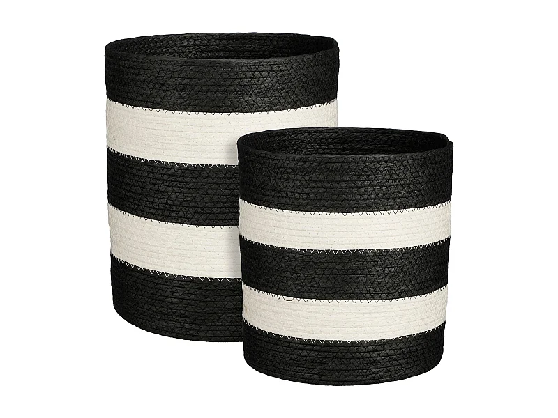 Korbe-Set aus Papier - 34 x Ø29 / 28 x Ø26 - Schwarz, weiß - NACHO