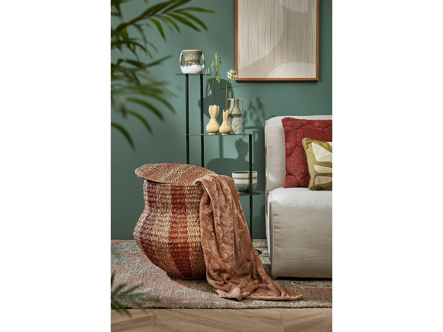 Cesta de almacenamiento de Hierba marina - 47 x 50 - Naranja - TACOMA