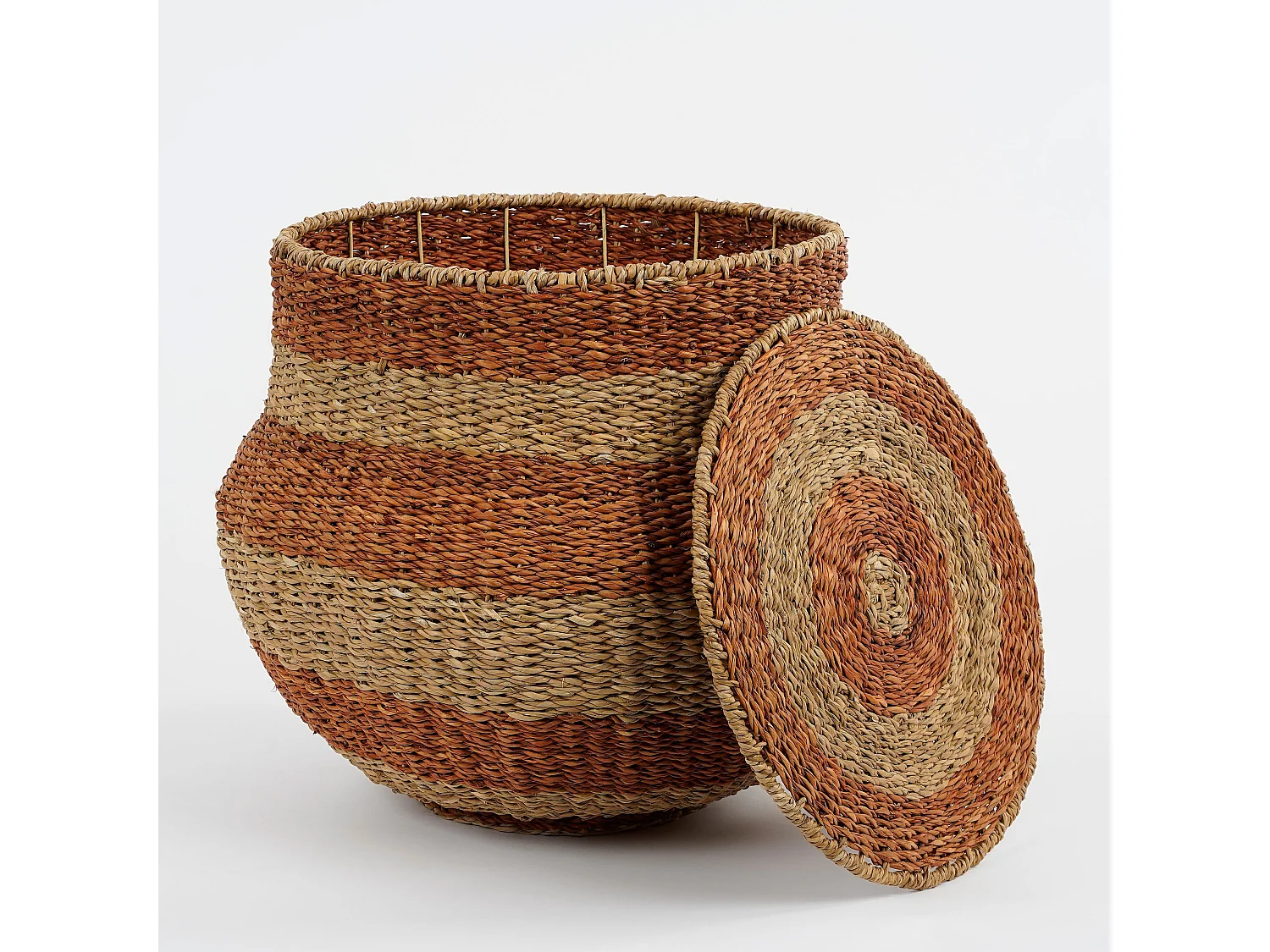 Panier de rangement en jonc de mer - 48 x 55 - Orange - TACOMA